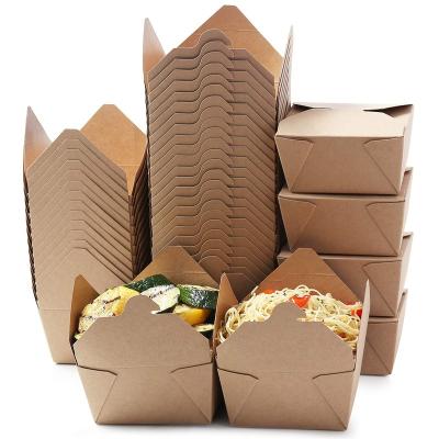 China YBY OEM/ODM Kotak Disposable Custom Compostable Restaurant Rectangular Take Out Boxes Folding Kraft Paper Salad Lunch Box for sale