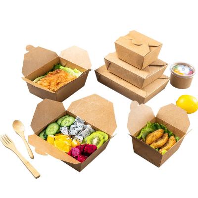 China YBY OEM/ODM Cajas De Papel Disposable Brown Food Packaging Container Rectangular Catering Food Paper Boxes for sale