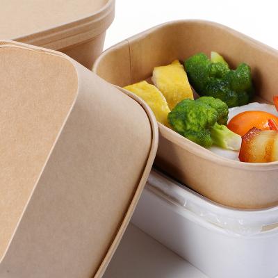 China YBY OEM/ODM Caja Para Comida Restaurant Salad Wrapping Paper Biodegradable Disposable White Food Bowl With Lids for sale