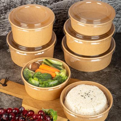 China ODM/OEM Eco-friendly Food Wrappers Round Brown Food Grade Biodegradable Disposable Salad Quick Edible Paper Packaging Boxes for sale