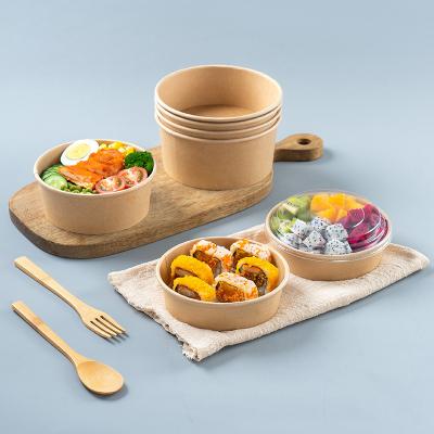 China White Biodegradable Eco-Friendly ODM/OEM Recipiente De Comida Round Disposable Edible Salad Fraft Packaging Boxes for sale