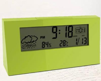 China New Calendars Digital Readout Pendulum Weather Station Time Clock Table Clock for sale