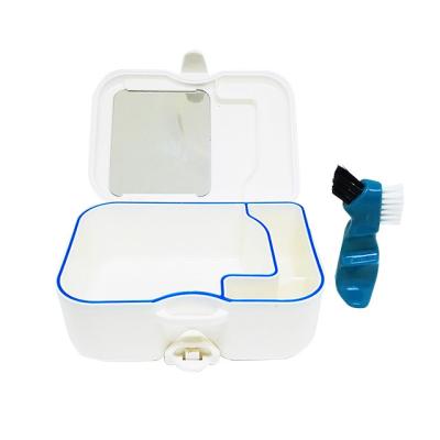 China Durable Oral Aligner Plastic Case Portable Denture Box With Mirror And Clean Brush for sale