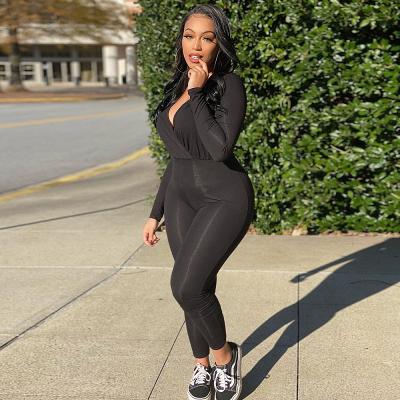 China Anti Static Women Plus Size Bodycon Jumpsuit Female Clothes Classy Stretching One Piece Jumpsuit Overalls for sale