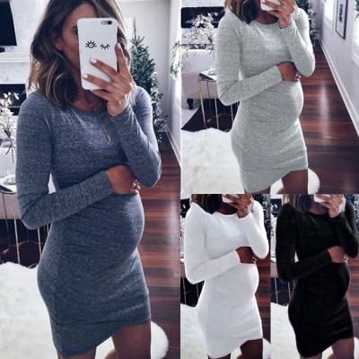 China Anti-Wrinkle S-5XL Long Sleeve Irregular Cut Layers Double Hems Plus Size Women Shirt Dresses Maternity Dresses For Pregnant Lady for sale