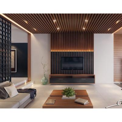 China Company Customized Perforated Metal Aluminum Strip Ceilings YIWEI Wood Color Ceiling For Ceiling Decoration for sale