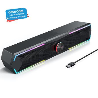 China OEM-PC-Lautsprecher Computer Soundbar mit Stereo Sound Flowing LED Gaming Lautsprecher für Desktop Laptop Monitor Blauer Zahn USB-Eingang zu verkaufen