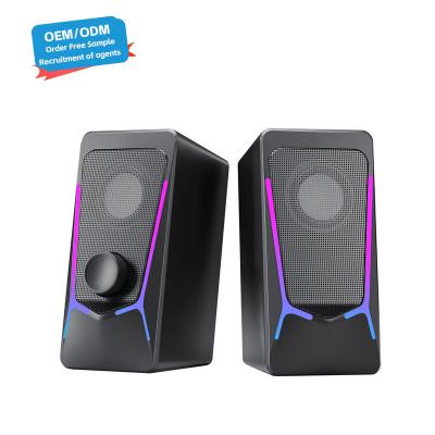 China 2.0 Gaming Speakers RGB Home Music Desktop Speaker Wire PC Audio Computer Speakers for sale