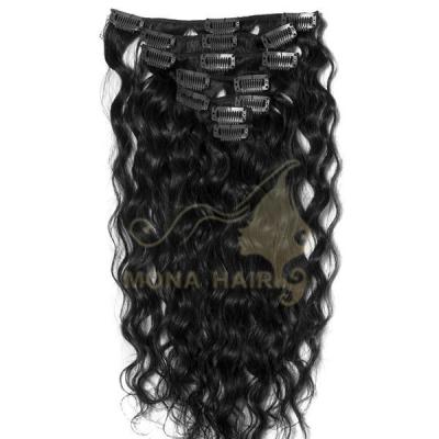 China Raw Virgin Brazilian Curly Wave Cuticle Aligned Wavy Human Hair Clip Ins for sale