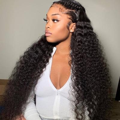 China Brazilian Semi Human Kinky Curly Barely Shedding Thick Smooth Soft Lace Front Virgin Hair Lace Front Human Hair Wigs Long Lace Headband for sale