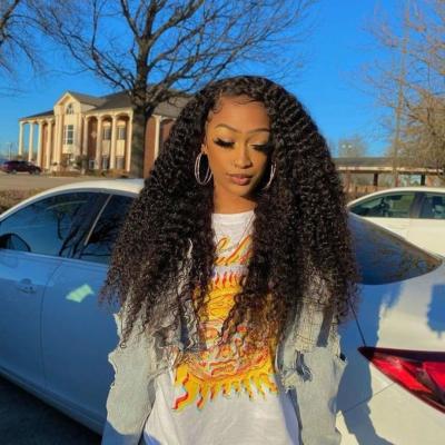 China Curly Wave Ready to Ship Raw Lace Front Wig For Black Women Free Lace Wig Picks Curly Frontal 13x4 Wig for sale