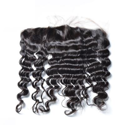 China Deep Wave Assorted Hair 13x4 Bundles Pre Plucked Natural Deep Wave Hair Color Thin Sheer Swiss Lace Headband for sale