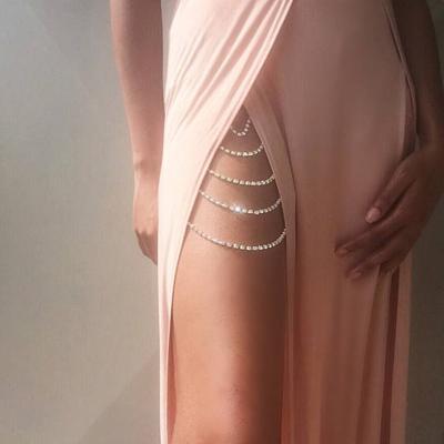 China Luxury Shiny Chain Bling Crystal Leg Body Chain Jewelry High Quality Environmental Friendly Fashion Rhinestone Body Waist Chain for sale