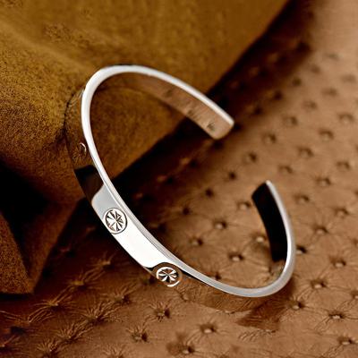 China 2020 FASHIONABLE ladies slap Bracelet Femme S999 Sterling Silver Jewelry Engraved Screw for sale