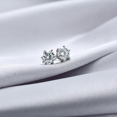 China Women Funky Simple Minimalist TRENDY 925 Sterling Silver Diamond Moissanite Stud Earrings for sale