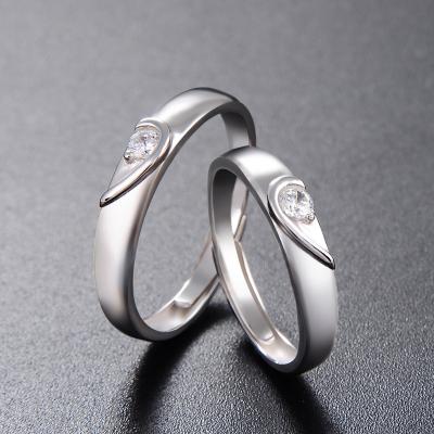 China FASHIONABLE 2020 Hot Selling Amazon Diamond Wedding Rings Fashion Women Silver Plated Couple Engagement Rings for sale