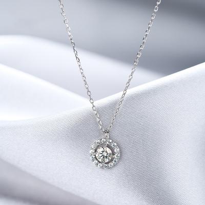 China FASHIONABLE 1ct Iced Out Diamond 925 Sterling Silver Jewelry Moissanite Circle Pendant Necklace For Women for sale