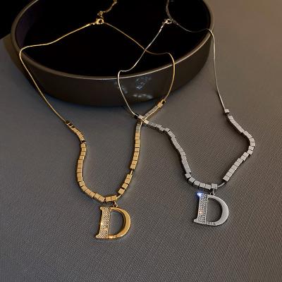 China 2021 Charm Women's Letter D Wholesale Custom Chained Gold Plated Zircon Necklace Jewelry for sale