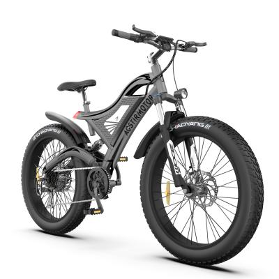 China Aluminum alloy 48 volt 750 watt 26 inch full fat tire suspension 15ah mountain ebike for sale