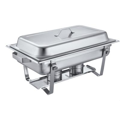 China Rectangle Shape Durable Stainless Steel Lid Buffet Stove Chafing Dish High Quality Hand-raised Food Warmer for sale