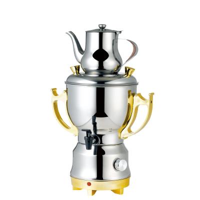 China 360 Degree Electric Base 3.5L Stainless Steel Samovar / Spinning Tea Maker With Gold Plating for sale