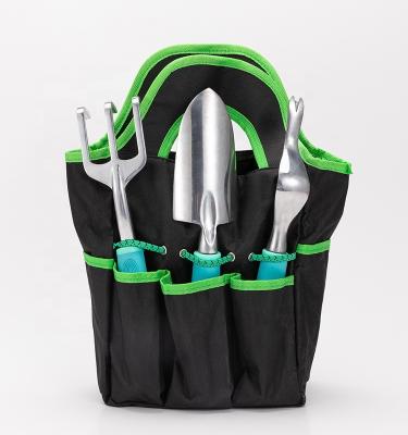 China Grow flowers 9 Pieces  Factory price household metal garden tools shovel fork tool set bag for kids for sale