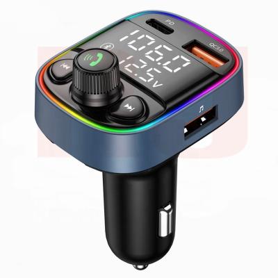 China For Type-C Stereo Handsfree Fast Charging Car Mobile Phone Transmisor Car Kit Fm Radio Transmitter USB mp3 Player Charger for sale