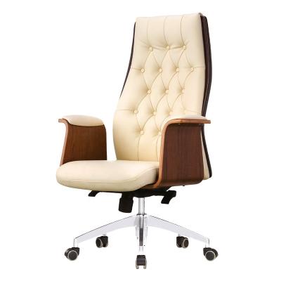 China Modern Home Executive Specification (Height) Leather Office Chair Adjustable With Wood Arm for sale