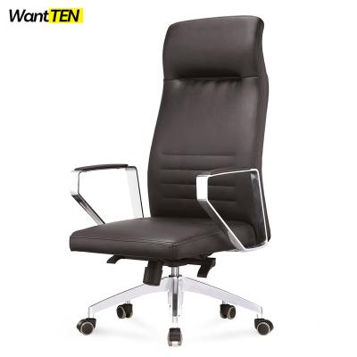 China (Height) Adjustable Executive Seating Ergolux Hi Executive Swivel Chair Genuine Leather Chrome Aluminum Base With Headrest for sale