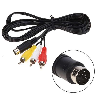 China Durable Wholesale 9 Pin to 3RCA Audio Video AV Cable 1.8m for Sega Genesis 2 or 3 Mega Drive 2 and 3 A/V RCA Patch Cord for sale