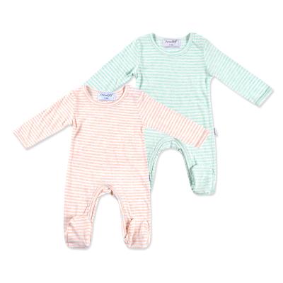 China Plain Organic Baby Romper Full Sleeve Breathable Customized Eco-friendly Long Sleeve Pajama Romper Clothes Organic Clothing Baby Clothes for sale