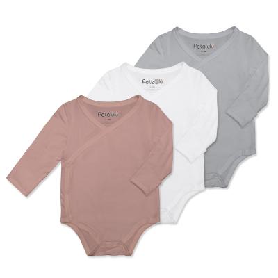 China Breathable Eco-Friendly Organic Bamboo Newborn Babies Cotton Skin Care Comfortable Unisex Long Sleeve Jumpsuit for sale