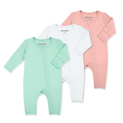 China Professional Baby Romper Manufacturer Of Comfortable Unisex Baby Pajamas With Zipper 100% Bamboo Fiber for sale