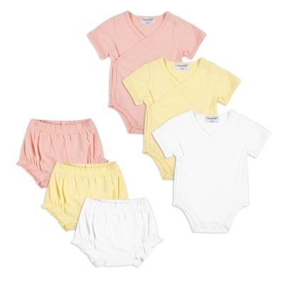 China Summer Anti-Shrink White Baby Baju Baby Bodysuit Sets Wholesale 100% Organic Cotton Skin Care Shorts Sleeve Customized Logo Casual for sale