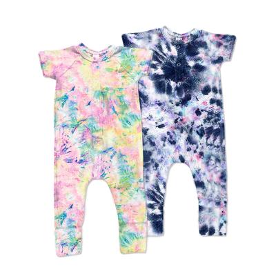 China Factory Customized Short Sleeve Tie Dye Baby Romper Boutique Casual Clothes Baby Onesie Baby Rock Sleeper for sale