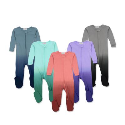 China Casual New Arrival Newborn Girls Tie Dye Cotton Zipper Footie Toddler Baby Pajamas For 0 - 9 Months for sale