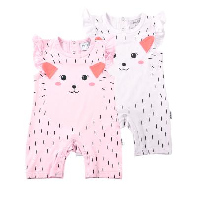 China Cute Animal Ruffled Breathable Overalls Cotton Cotton Cozy Infant Toddler Girls Stretchy Rompers for sale