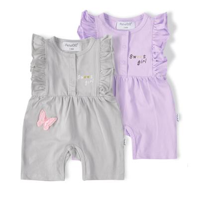 China Breathble Cozy Newborn Babies Summer Rompers Short Sleeves Snap Up Overalls Ruched Sleeveless Baby Toddler Clothes for sale