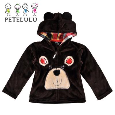 China Coral Velvet Zipper Design Embroidered Hoodies 1-6 Years Boy Viable for sale