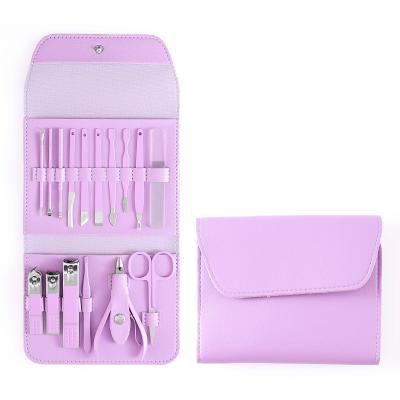 China Wellflyer Professional Stainless Steel Nail File Nail Glass Cutter Set Manicure Kit 16pcs Pink Ladies Manicure Set for sale