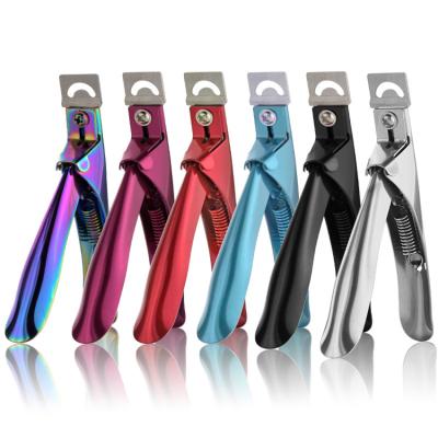 China WELLFLYER Hotsale False Straight Finger Edge Clipper Tips Titanium Acrylic French Cutter Rose Gold Cutters Nail Tip for sale