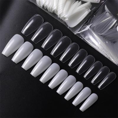 China WELLFLYER Clear and Natural High Quality French Half Coffin Cover Full Cover False Nail Tips for Nail Salons and DIY Nail Art for sale