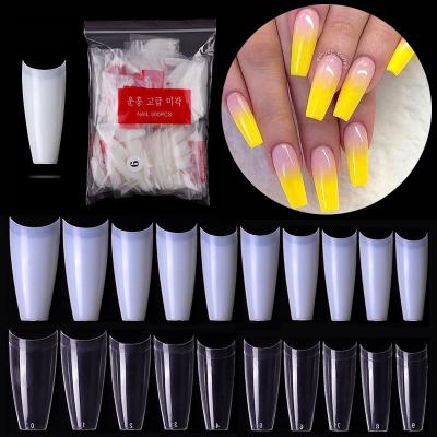 China Professional Design Salon Coffin 500PCS Full Cover Extra Long Fake Nail Tips for sale