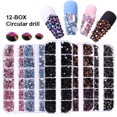 China WELLFLYER Plastic Mixed Colored Nail Art Decorations Glitter Crystal Glass Stones DIY 3D Full Color Beauty Fake Nail Stones for sale