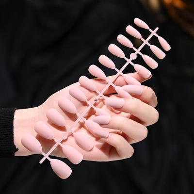 China WELLFLYER Design Ballerina French Coffin False Nails Matte Flexible Pointed Press On False Nail Tips Office Finger Daily Wear Pink15 for sale