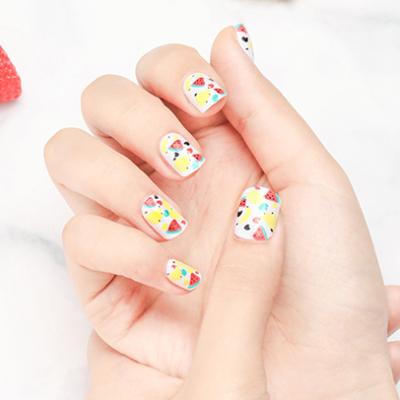 China WELLFLYER-24 Pcs Square Design Fake Nails Natural Press On Artificial False Nail Design22 Cute For Kids And Adults for sale