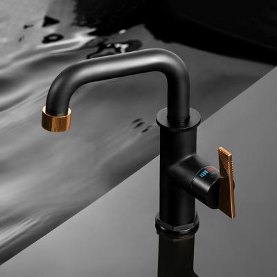 China Modern Basin Faucet Manufacturer Faucets Black And Gold Single Lever Basin Mixer Tap Bathroom Faucet for sale