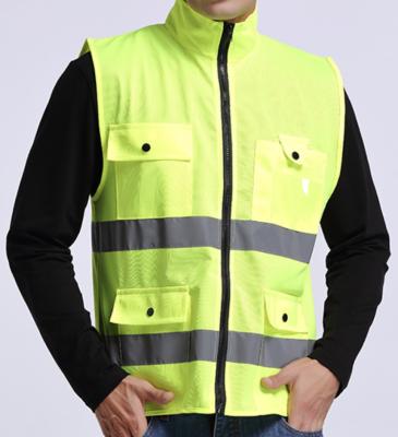 China Hi To Know Mutil Reflective Fluorescent Pocket Safety Vest Traffic Construction Zipper Vest for sale