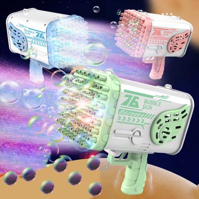 China Hot Sale 76 Toy 76 Ourdoor Summer Multi Holes Super Bubble Automatic Rocket Gatling Bubble Machine Outdoor Bazooka Bubble Gun for sale