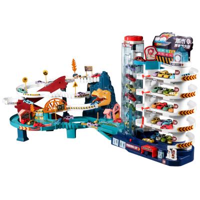 China Flexible Tracks Set Electric Toy Set DIY Multi-Storey Assembly Track Parking Lot Factory Car Garage Educational Slot Toy Set Track Toy for sale